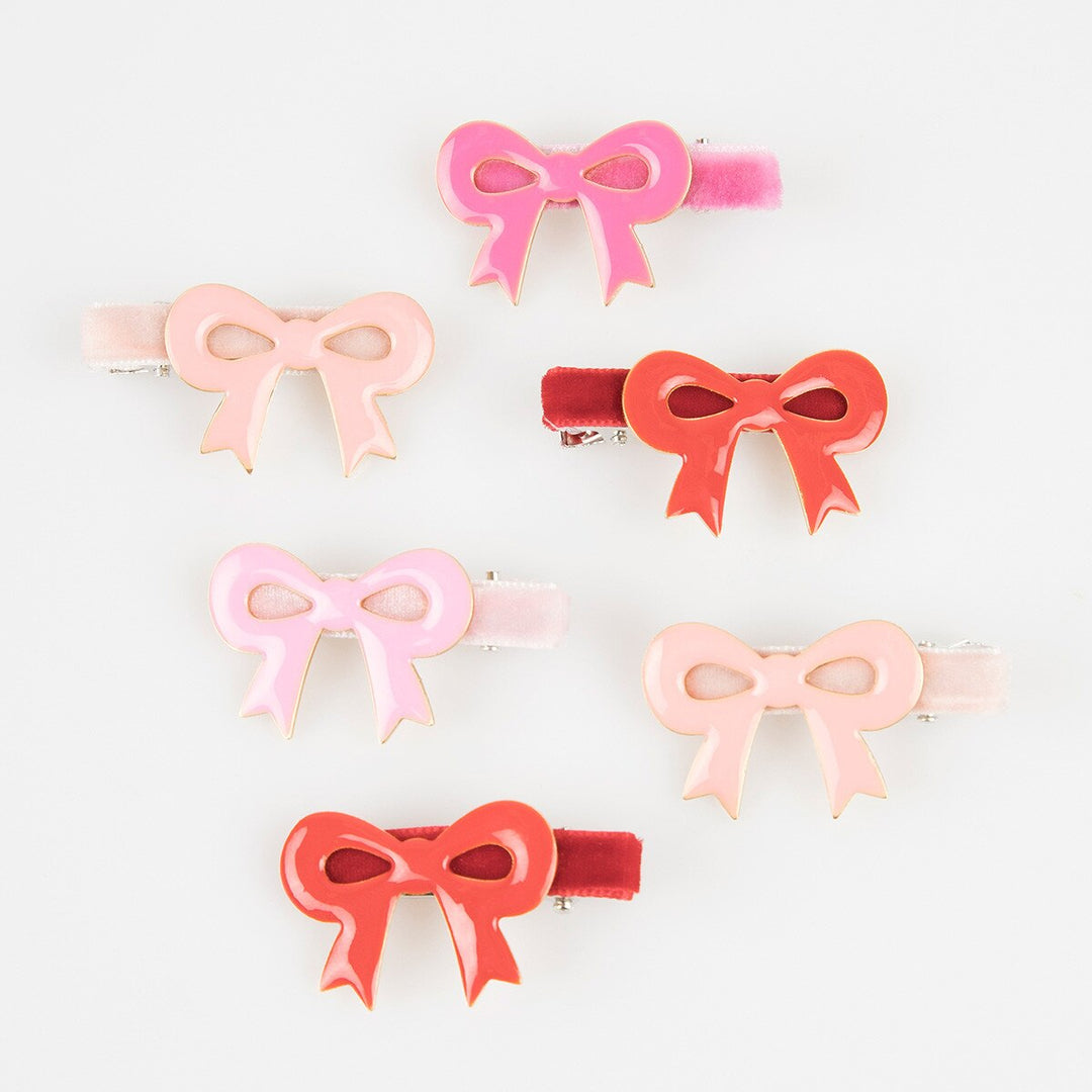 Valentine's Bow Hair Clips <br> Set of 6 Clips