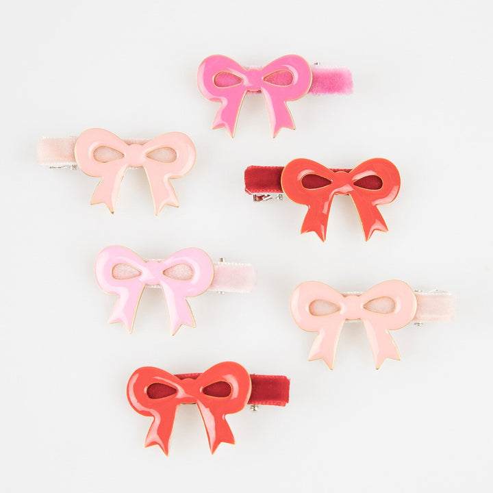 Valentine's Bow Hair Clips <br> Set of 6 Clips