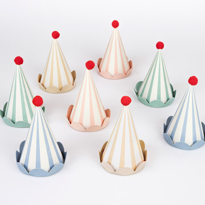 Stripe Pastel Party Hats (8)