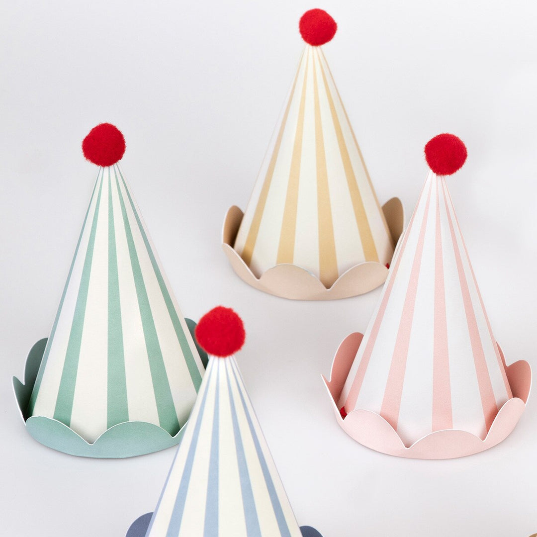Stripe Pastel Party Hats (8)