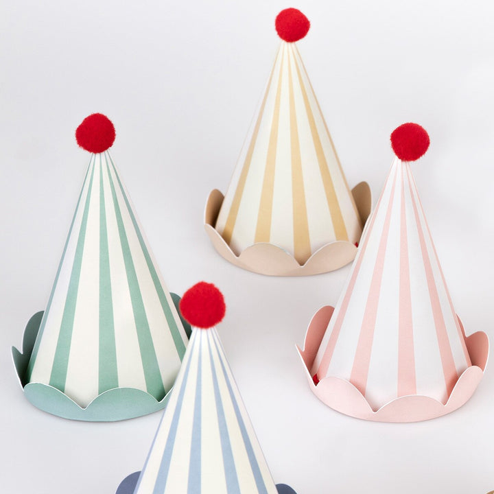 Stripe Pastel Party Hats (8)