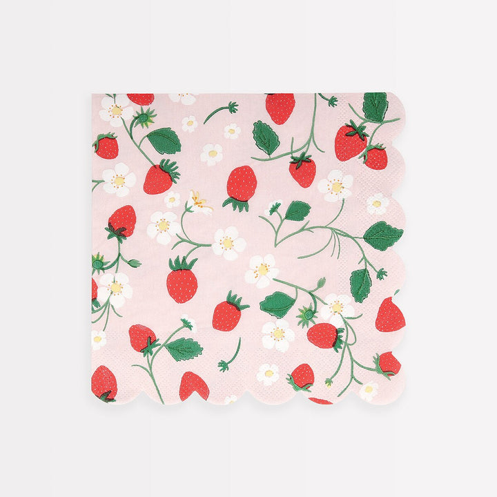Strawberry Scalloped Paper Napkins – Pack of 16