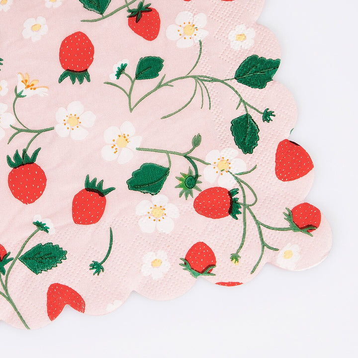 Strawberry Scalloped Paper Napkins – Pack of 16