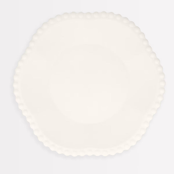 Cream Dot Edged Flower Compostable Dinner Plates (8)