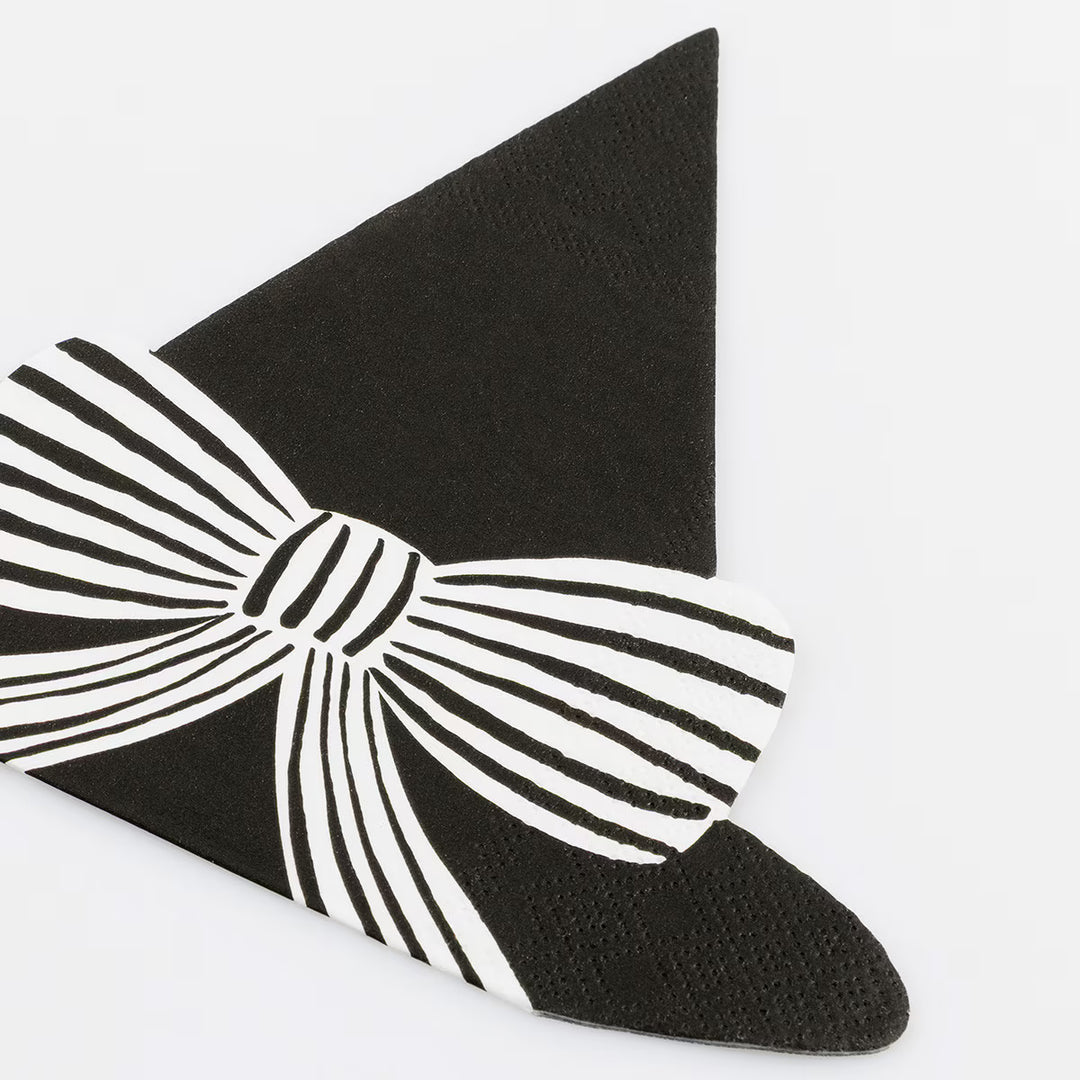 Chic Halloween Witch Hat Napkins with Striped Bows – Pack of 16