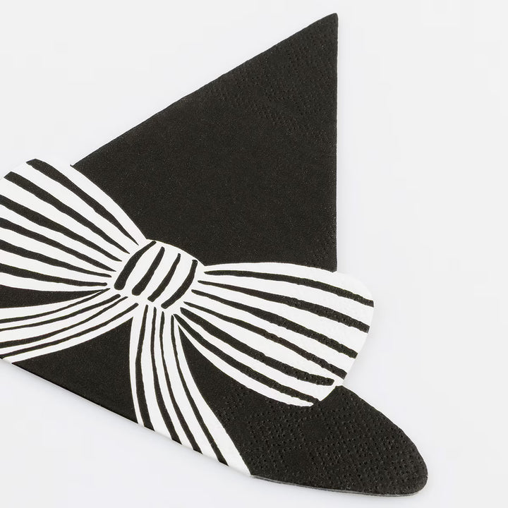 Chic Halloween Witch Hat Napkins with Striped Bows – Pack of 16