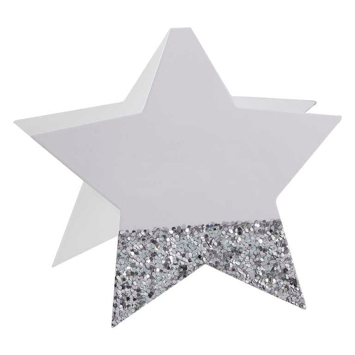 Silver Glitter Star <br> Place Cards (6)