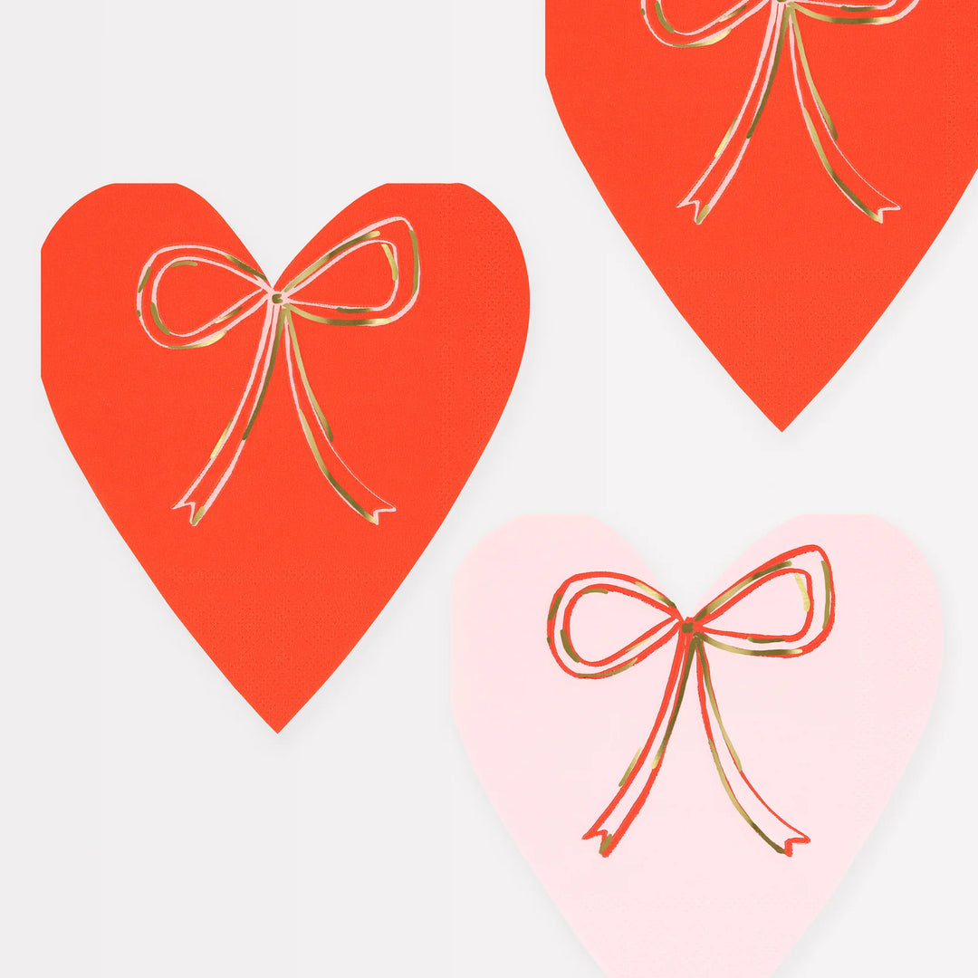 Heart With Bow <br> Napkins (16pc)