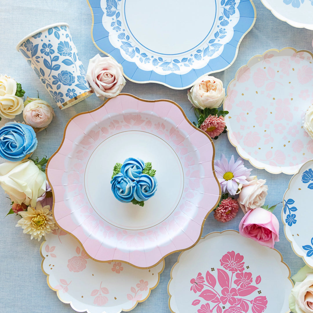 Petal Pink Elegant Floral Dessert Plates