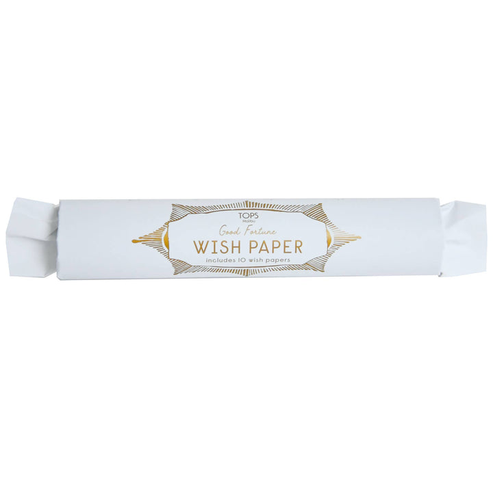 White Flying Wish Paper tube containing 10 original wish papers for weddings, birthdays and celebrations
