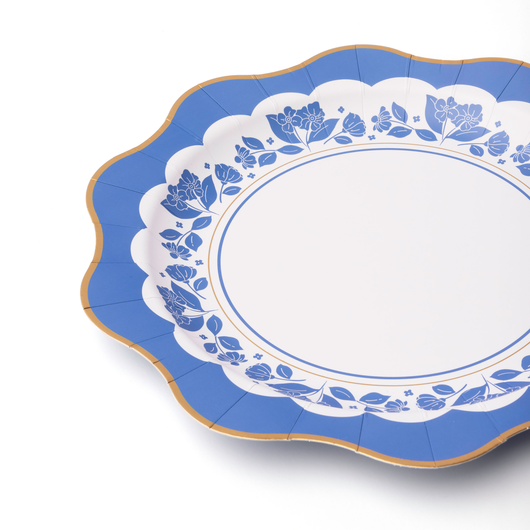 Belle Blue Elegant Floral Dinner Plates