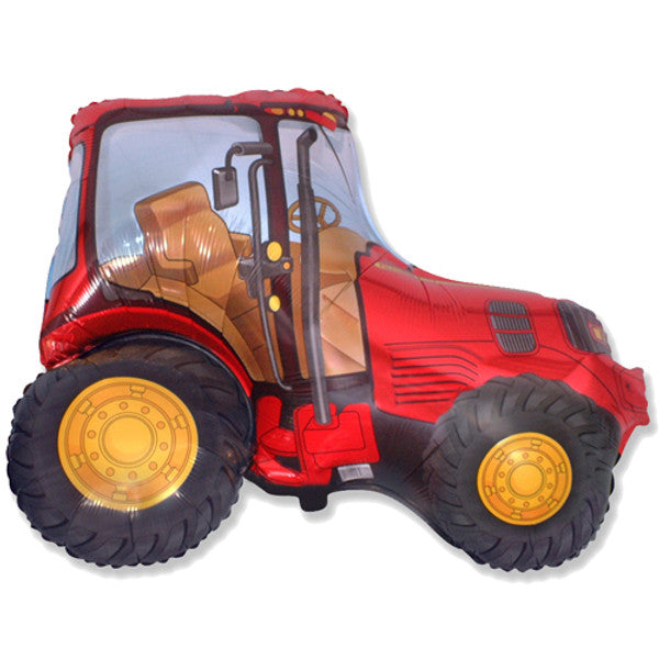 Red Farm Tractor Foil Balloon <br> 37" / 94cm Wide