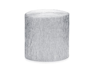 Silver Crepe Paper <br> Streamer Rolls (4pc)