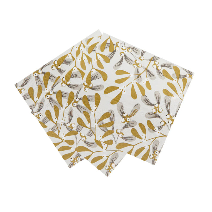 Gold Mistletoe <br> Christmas Napkins (20)