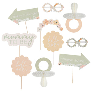 Floral Baby Photo Booth Props Set (10pcs)