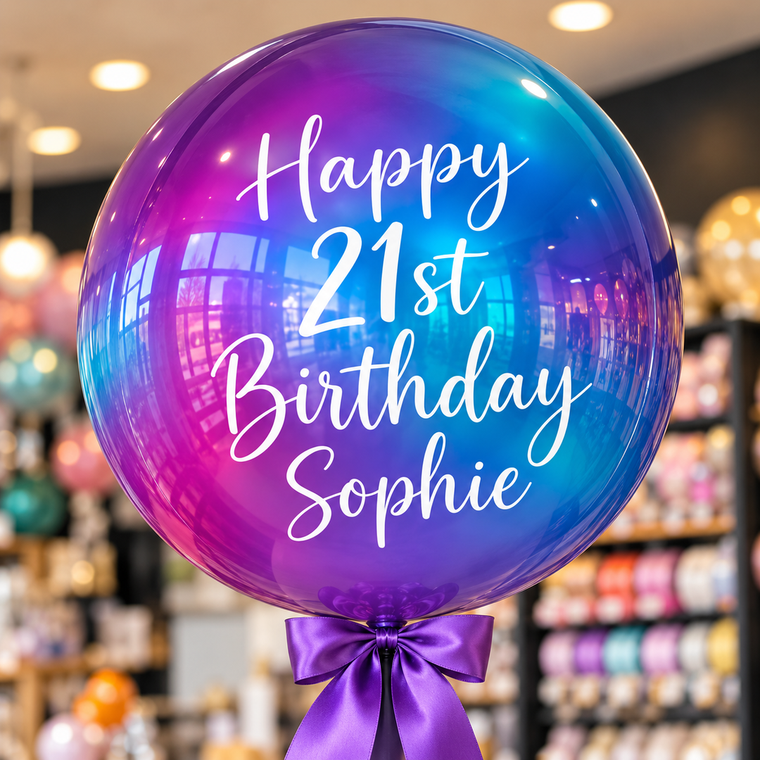 Blue Stardust Aura Personalised Orb Balloon