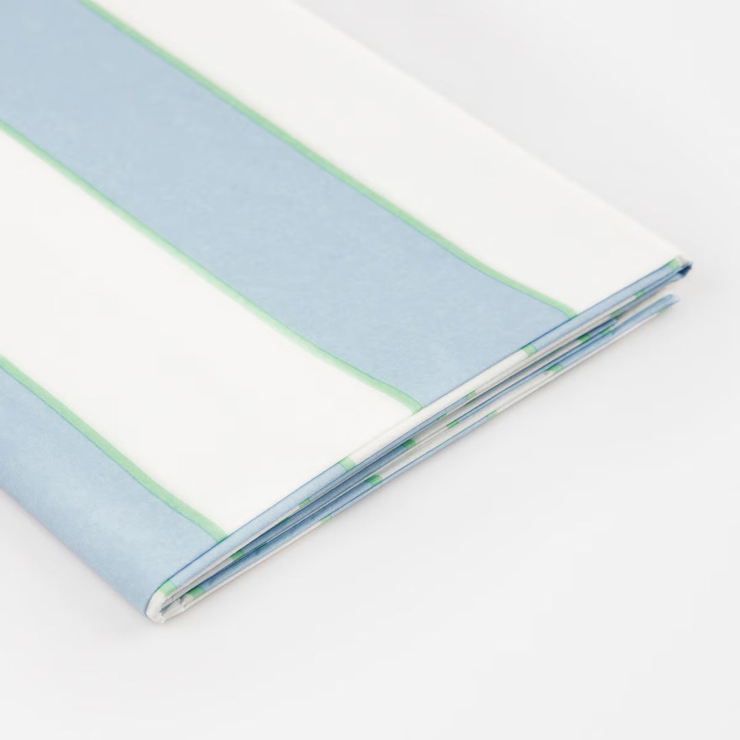 Meri Meri Pale Blue Stripe Paper Tablecloth