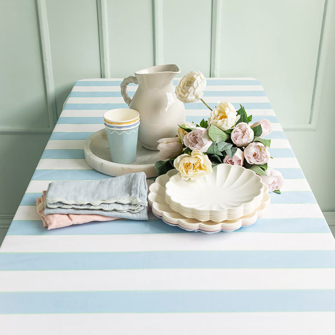 Meri Meri Pale Blue Stripe Paper Tablecloth