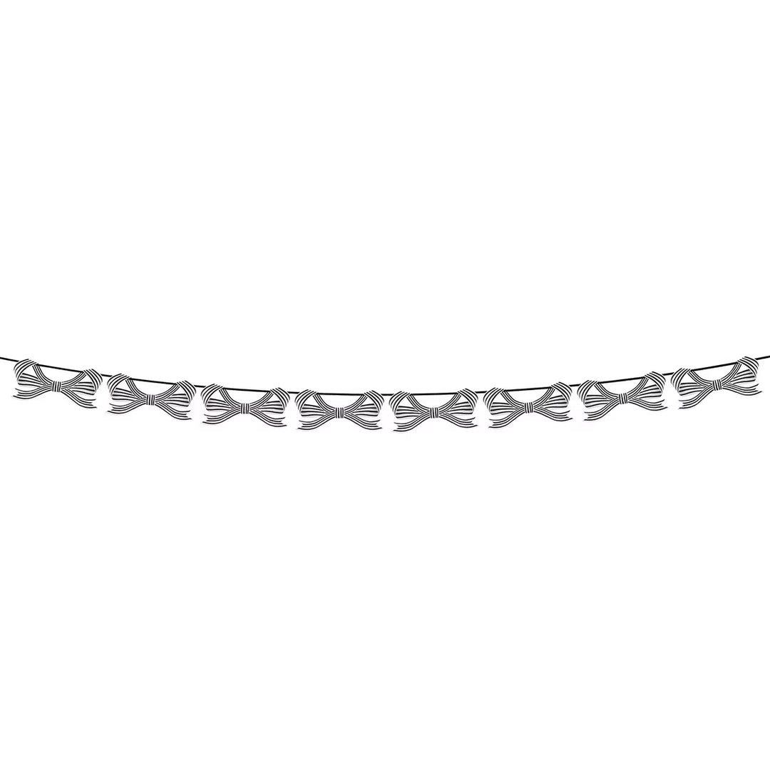 Chic Halloween Black and White Bow Garland – 3.7m Velvet Ribbon