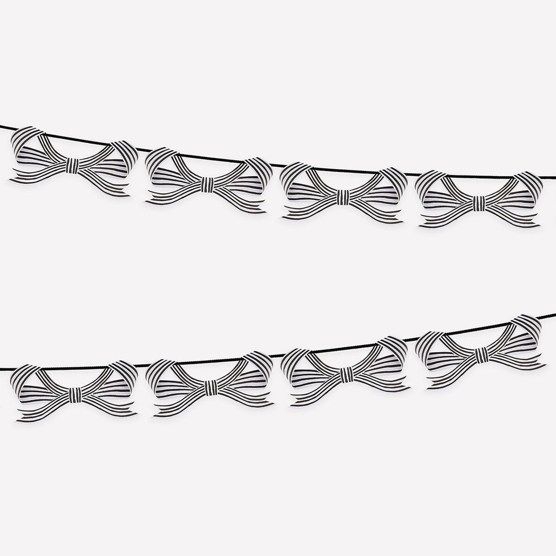 Chic Halloween Black and White Bow Garland – 3.7m Velvet Ribbon