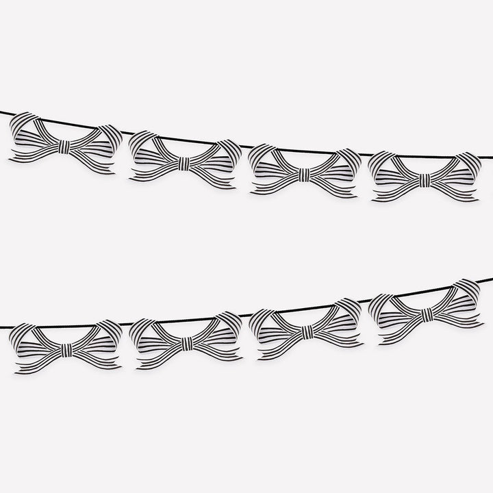 Chic Halloween Black and White Bow Garland – 3.7m Velvet Ribbon