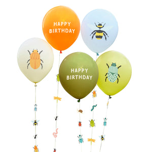 Bug Party Birthday Balloons & Tails (5pcs)