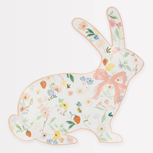 Elegant Floral Bunny Plates (8pcs)