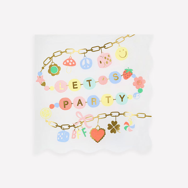 Charm Party Napkins – ‘Let’s Party’ with Gold Foil Detail (Pack of 16)