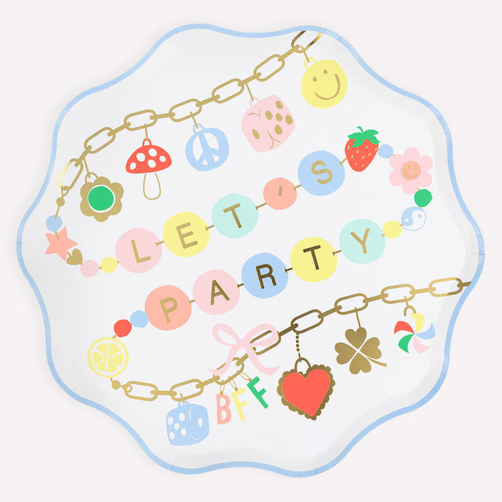 Charm Party Plates - ‘Let’s Party’ with Gold Foil Detail (Pack of 8)