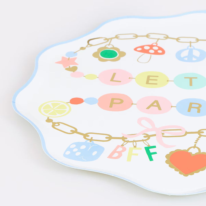 Charm Party Plates - ‘Let’s Party’ with Gold Foil Detail (Pack of 8)