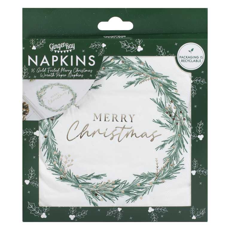 Merry Christmas Wreath <br> Napkins (16)