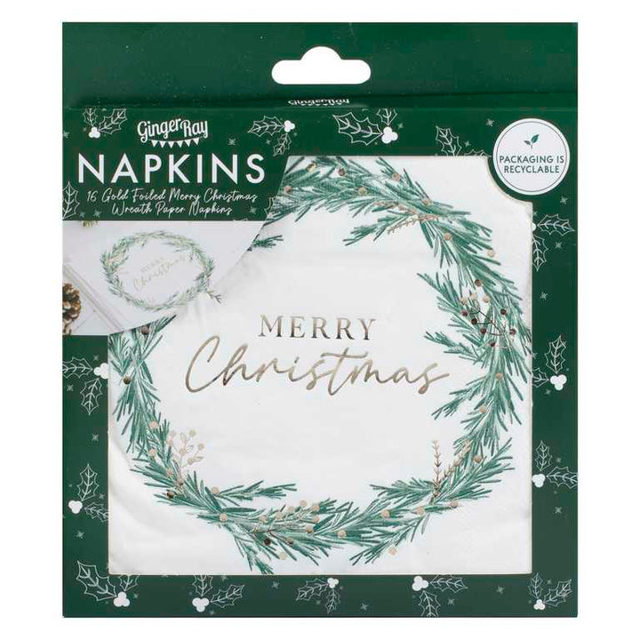 Merry Christmas Wreath <br> Napkins (16)