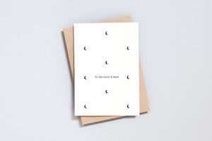 To the Moon & Back <br> Navy Motif <br> Greetings Card