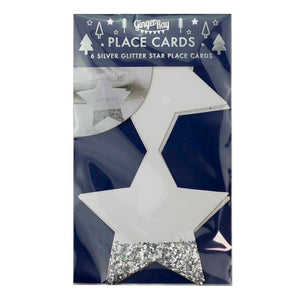 Silver Glitter Star <br> Place Cards (6)