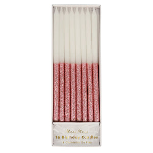 Dusky Pink <br> Glitter Dipped Candles (16pc)
