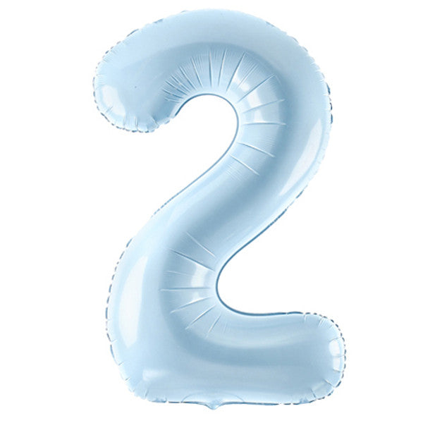 Inflated Pastel Blue Number Balloon (0–9) – 72cm