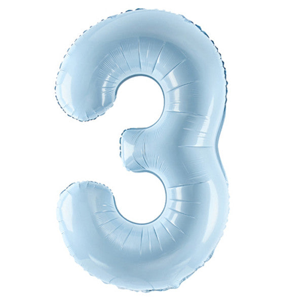 Inflated Pastel Blue Number Balloon (0–9) – 72cm