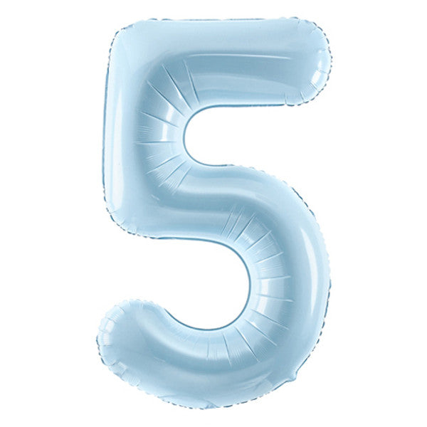 Inflated Pastel Blue Number Balloon (0–9) – 72cm