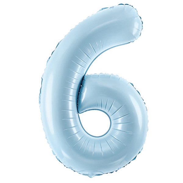 Inflated Pastel Blue Number Balloon (0–9) – 72cm