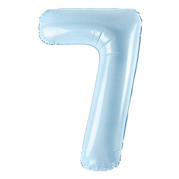 Inflated Pastel Blue Number Balloon (0–9) – 72cm