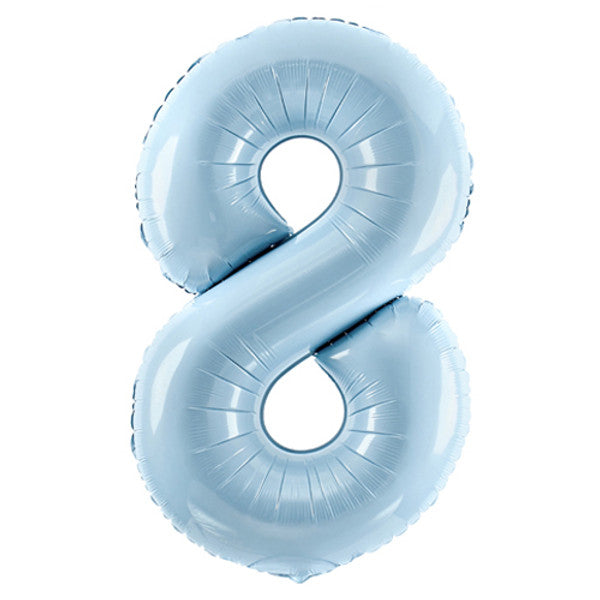 Inflated Pastel Blue Number Balloon (0–9) – 72cm
