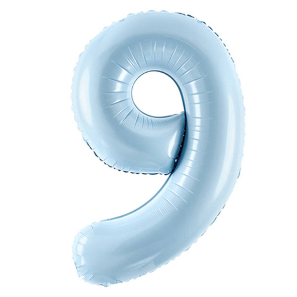 Inflated Pastel Blue Number Balloon (0–9) – 72cm