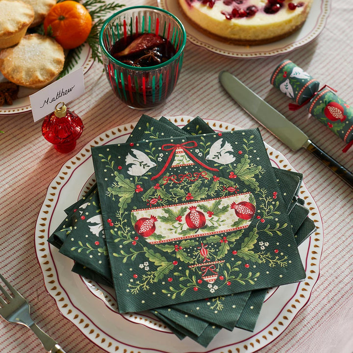 Folklore Green and Red <br> Christmas Napkins (20)