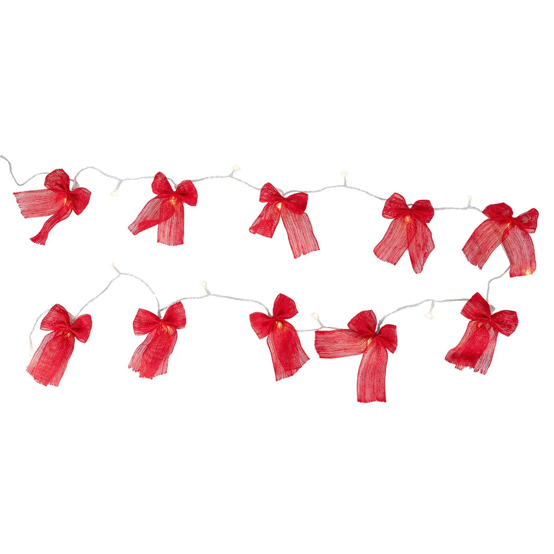 Red Fabric Bow <br> LED String Lights 2.6m