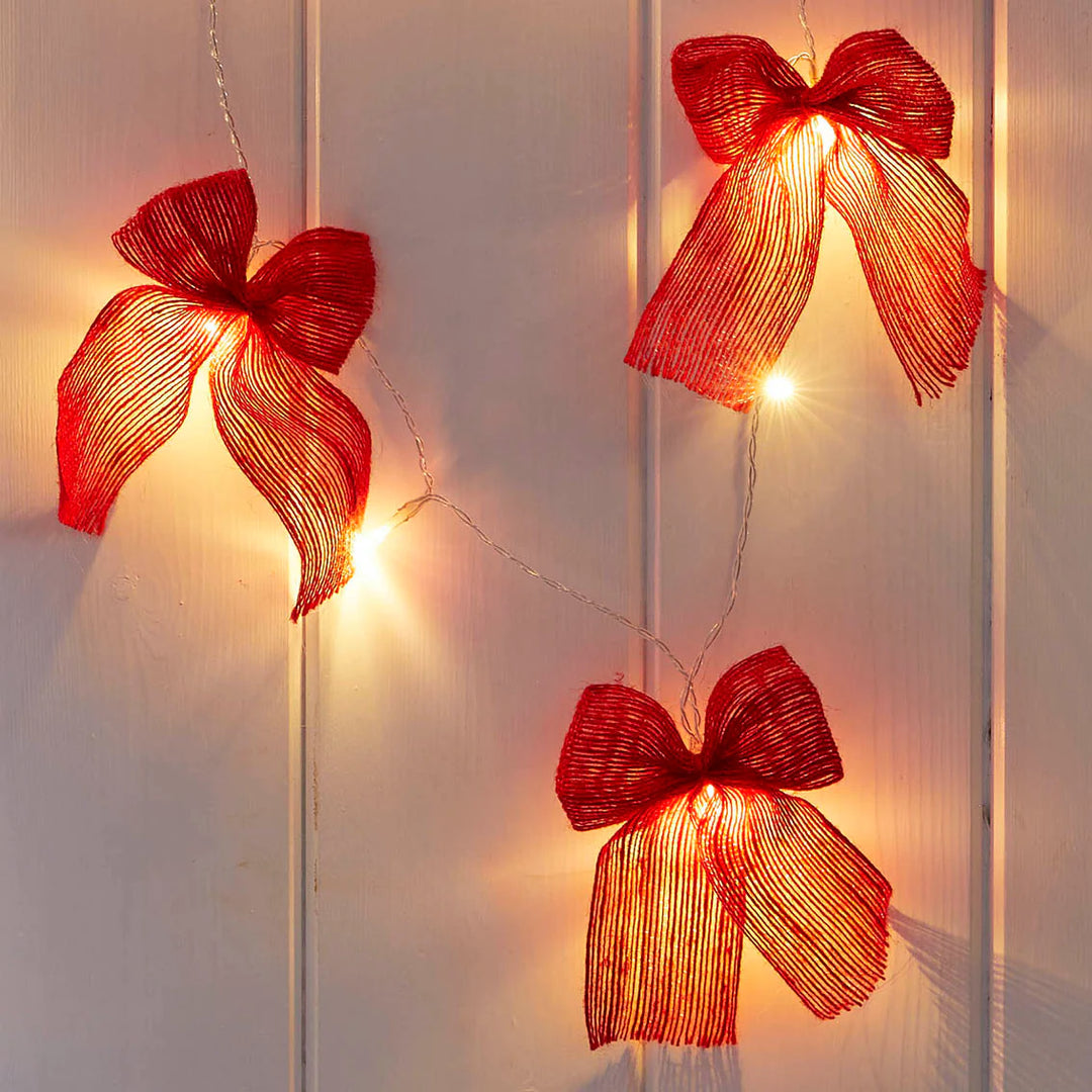 Red Fabric Bow <br> LED String Lights 2.6m