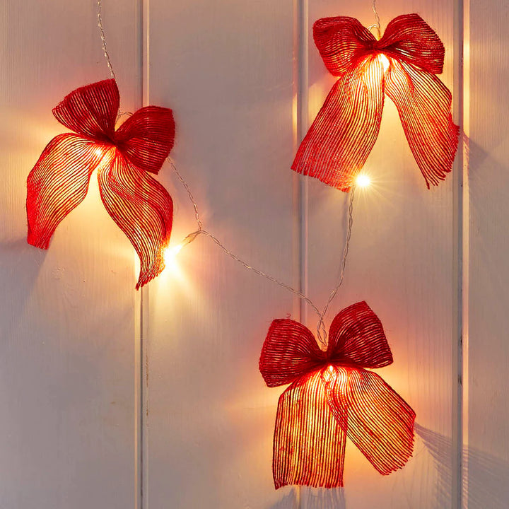 Red Fabric Bow <br> LED String Lights 2.6m