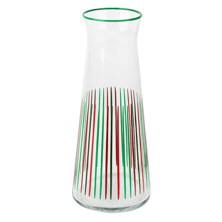 Red and Green Striped Glass Carafe