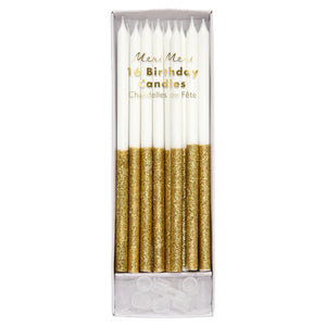Gold <br> Glitter Dipped Candles (16pc)