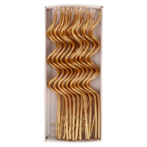 Gold Swirly <br> Long Candles (16pc)