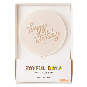 Happy Birthday Taupe <br> Acrylic Cake Topper
